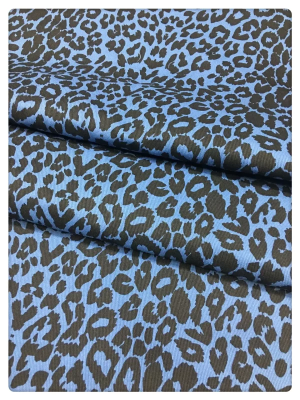 10oz Leopard Print Washed Denim Fabric Soft Jean Jacket Pants Dresses Watches Hats Upholstery Cloth Wholesale 2