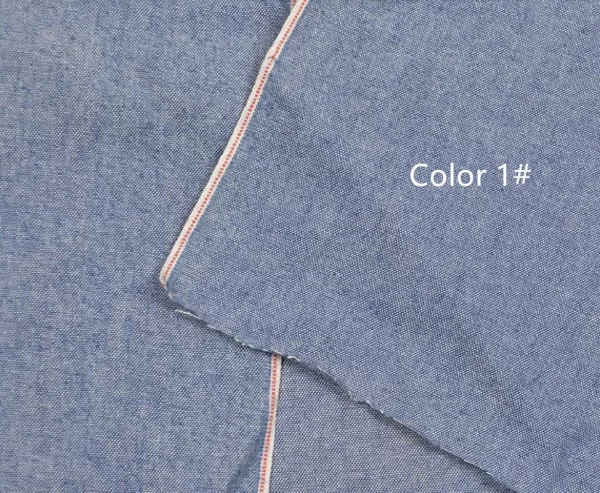 6oz Selvedge Denim Chambray Fabric Cross Hatch Light Blue Chambray Denim Dress Jean Shirt Cowboy Cloth 1