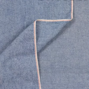 6oz Selvedge Denim Chambray Fabric Cross Hatch Light Blue Chambray Denim Dress Jean Shirt Cowboy Cloth By The Yard W182314