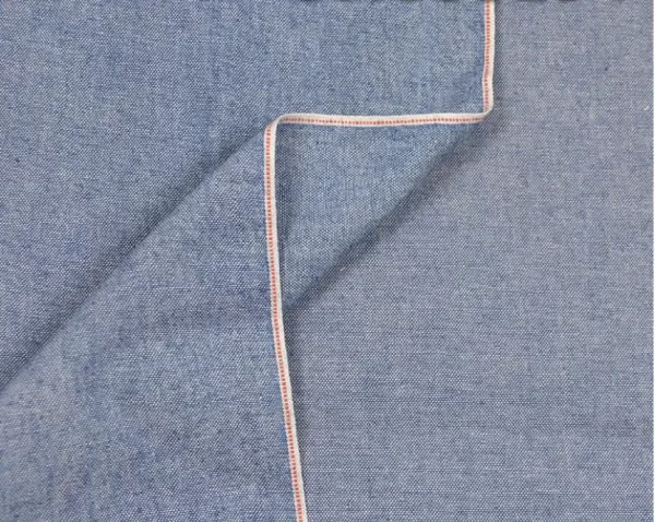 6oz Selvedge Denim Chambray Fabric Cross Hatch Light Blue Chambray Denim Dress Jean Shirt Cowboy Cloth By The Yard W182314