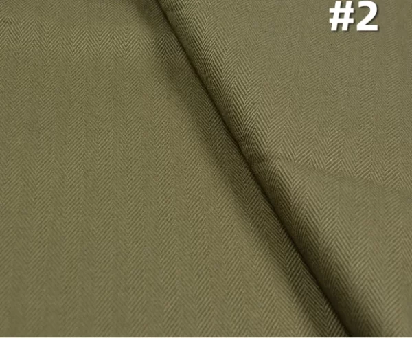 11.2oz Premium Armygreen Dyed Fabric 380gsm Khaki Heringbone Pants Dress Coat Cloth Supplier W1302193 - Image 3
