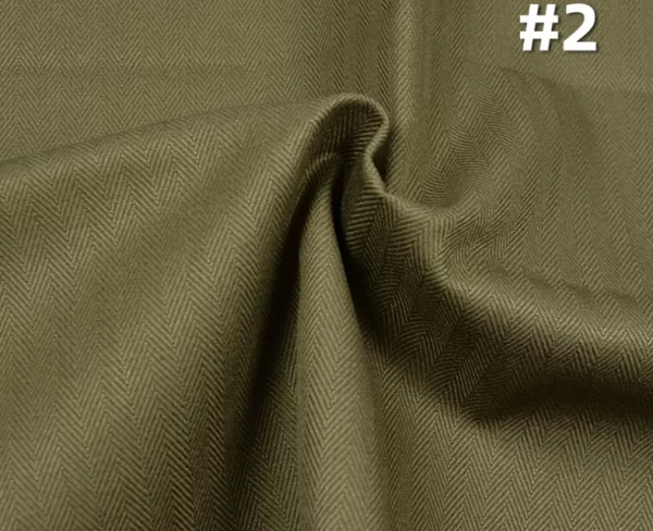 11 2oz Premium Armygreen Dyed Fabric 380gsm Khaki Heringbone Pants Dress Coat Cloth Supplier W1302193 3
