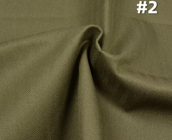 11.2oz Premium Armygreen Dyed Fabric 380gsm Khaki Heringbone Pants Dress Coat Cloth Supplier W1302193 - Image 4