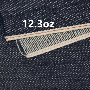 12.3oz Long Jean Shirt Cloth Dark Blue Selvedge Slub Denim Fabric Right Twill Selvage Premium Denim Manufacturers W281925