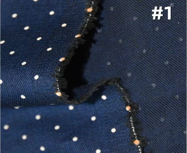 4.2oz Spring Denim Summer Dress Shirt Short Fabric Indigo Warp Black Weft White Polka Dot Denim Textile Manufacturers W186718P - Image 4