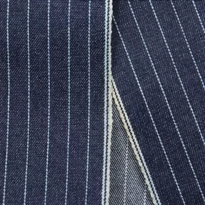 13oz Blue And White Striped Denim Fabric Best Selvedge Jeans Denim Textile Manufacturers W283423