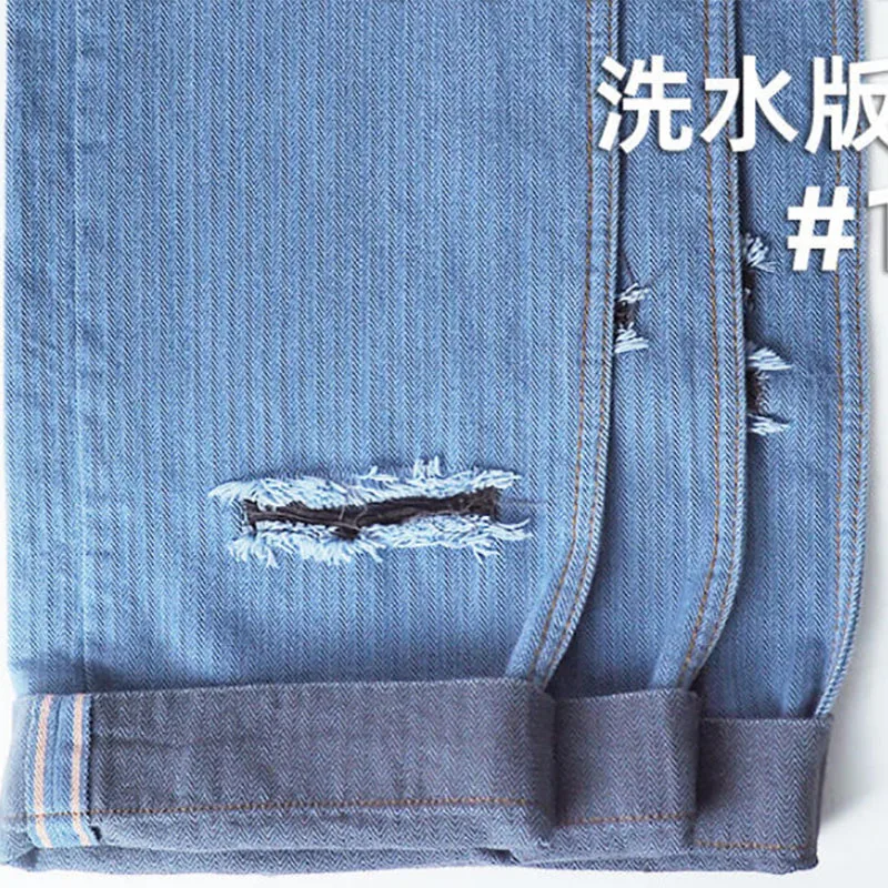 9.6 oz Light Blue/Gray Herringbone Hemp Selvedge Denim Fabric Custom Selvage Summer Denim Jacket Jeans Cloth Wholesale W187911 3 9.6 oz Light Blue/Gray Herringbone Hemp Selvedge Denim Fabric Custom Selvage Summer Denim Jacket Jeans Cloth Wholesale W187911 - Image 3